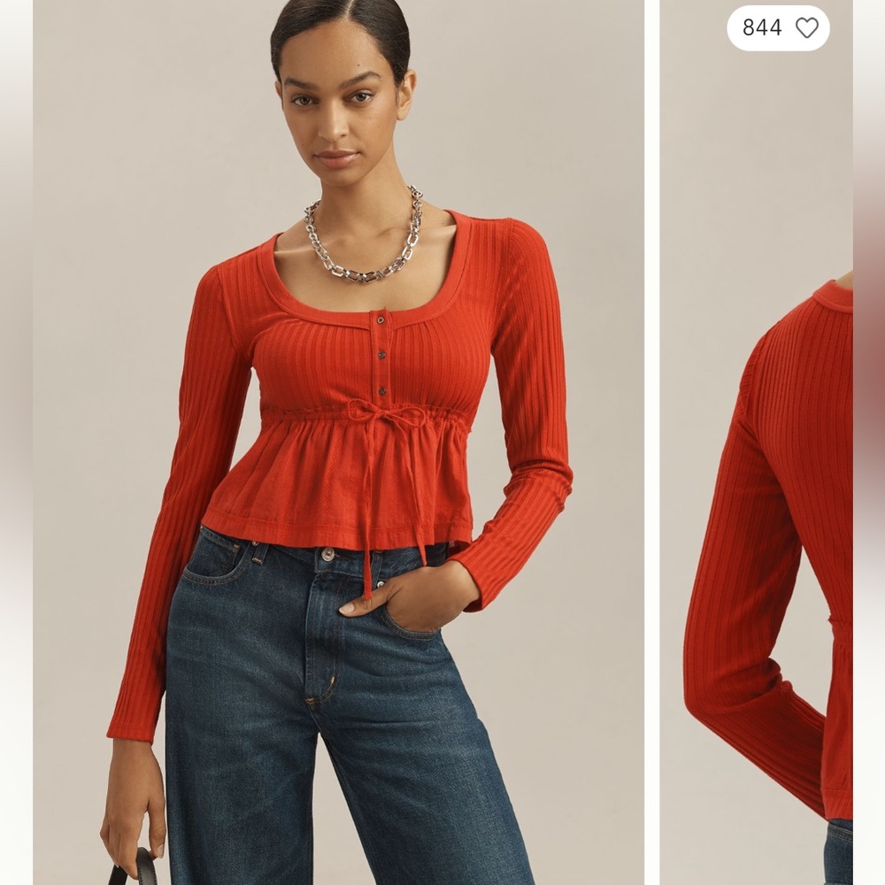 Pilcro red babydoll top
